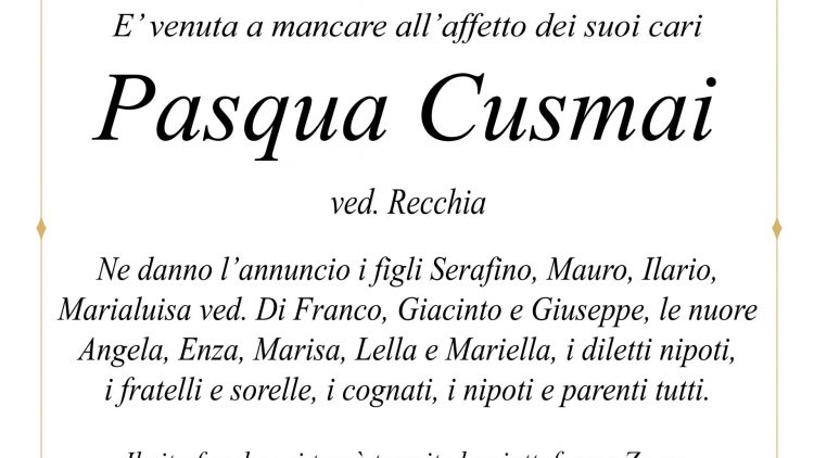 Pasqua Cusmai ved. Recchia