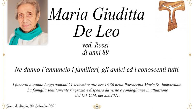 Maria Giuditta De Leo   ved. Rossi